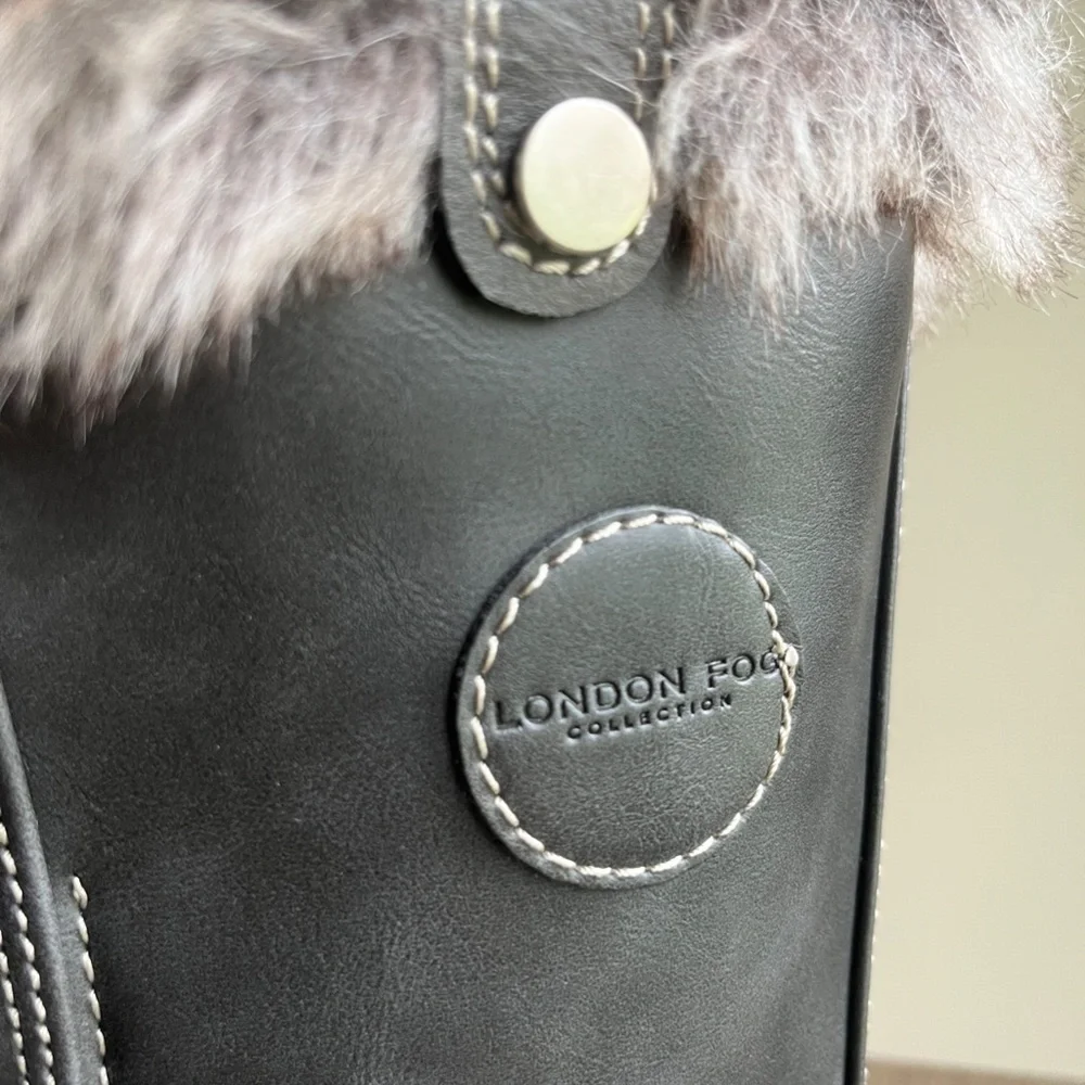 KIDS London Fog Melton Boots, Size 7, Black and Gray